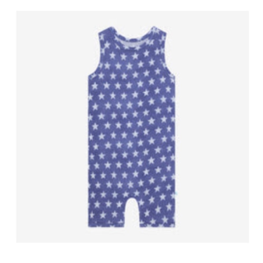 Posh peanut patriotic Stars Racerback Short Romper - 6-9 months / Navy & white